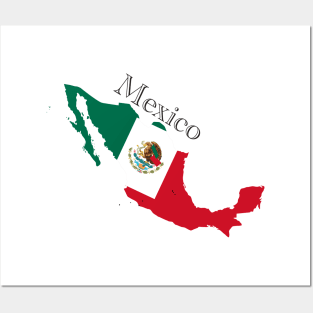 Mexican Map and Fkag Posters and Art